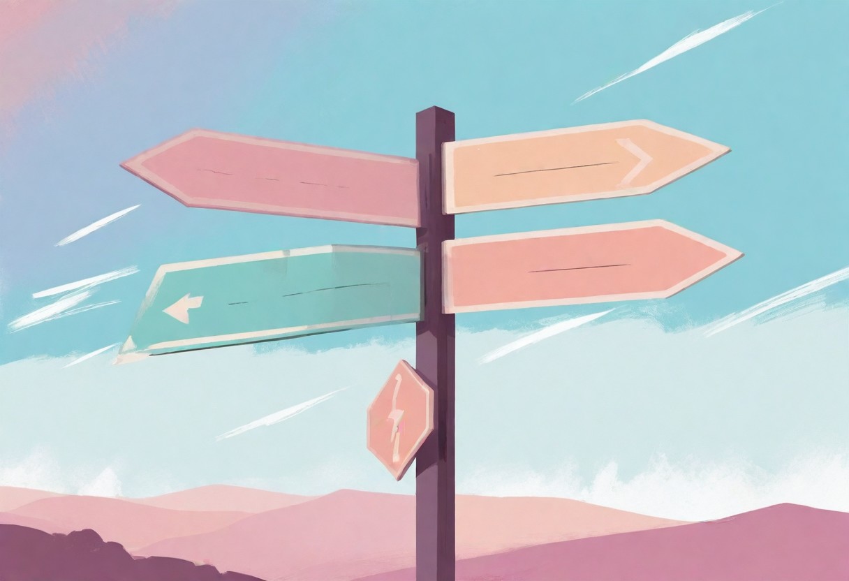 a sign post with arrows pointing to different directions