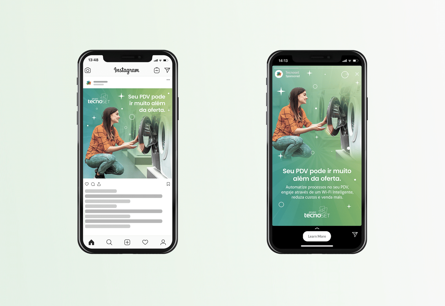 two iphones with a woman on the screen