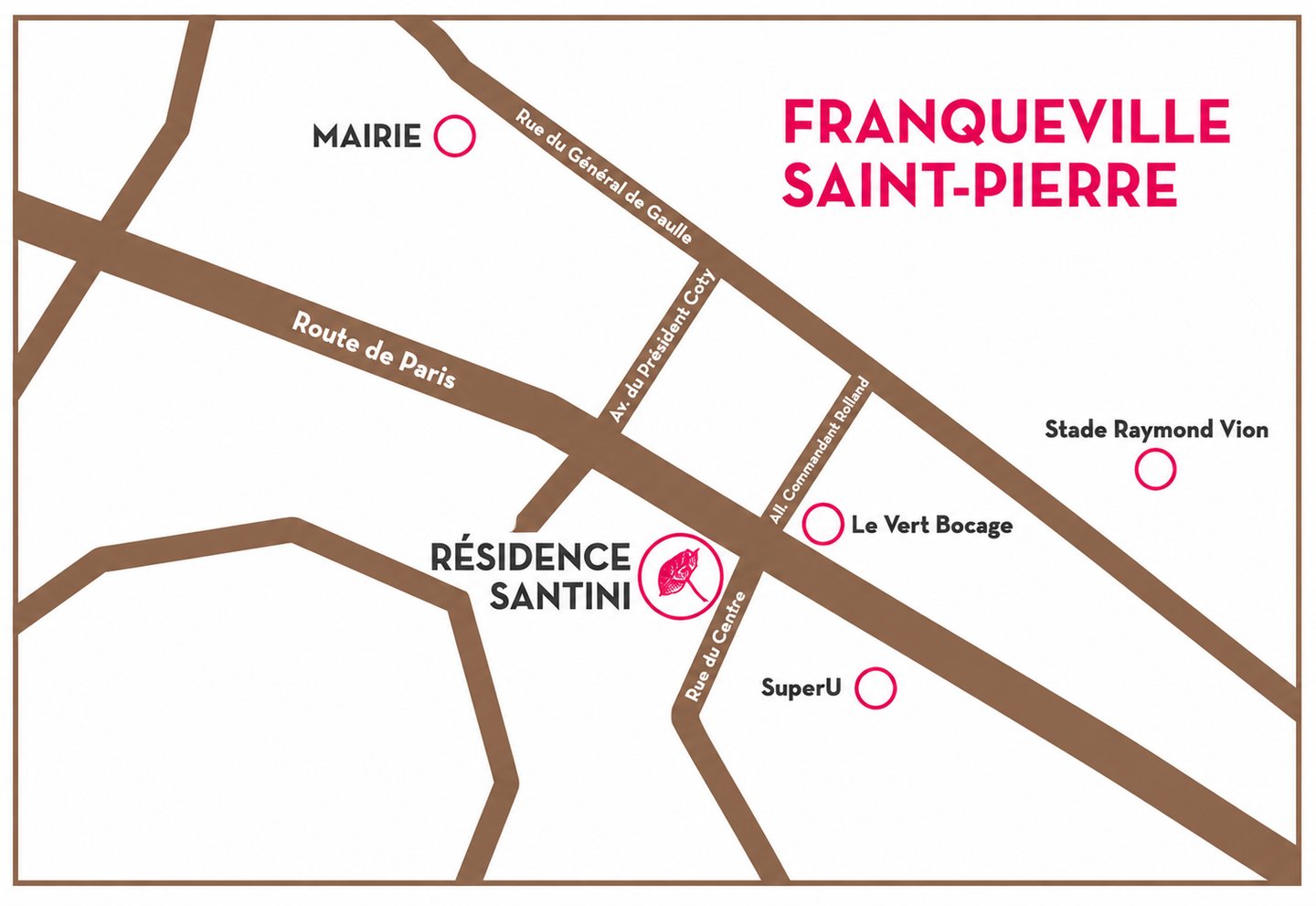 Plan de localisation de la Résidence Santini à Franqueville-Saint-Pierre, située rue du Canivet, à p