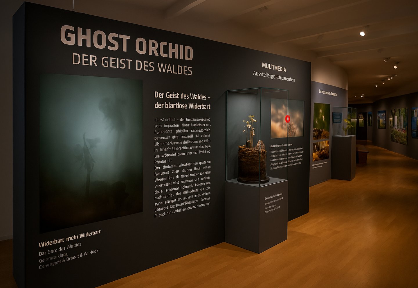 Exhibition module about ghost orchid designed by Sebastian Brandt