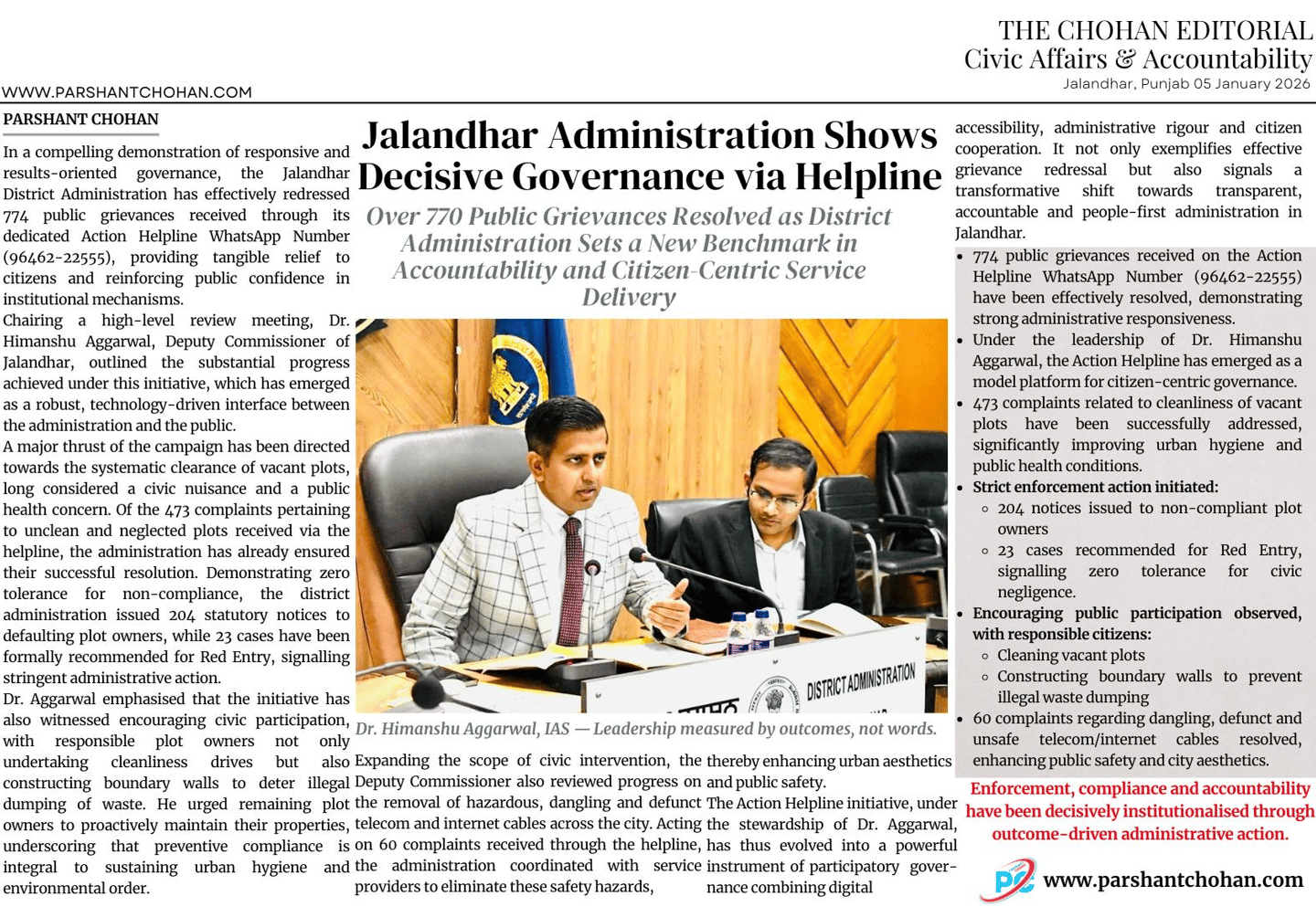 Jalandhar Administration Shows Decisive Governance via Helpline