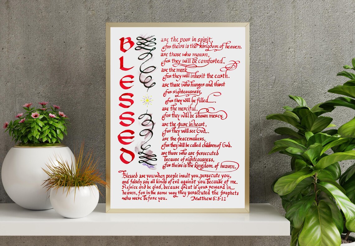 Blessed Bible Verse Calligraphy Art