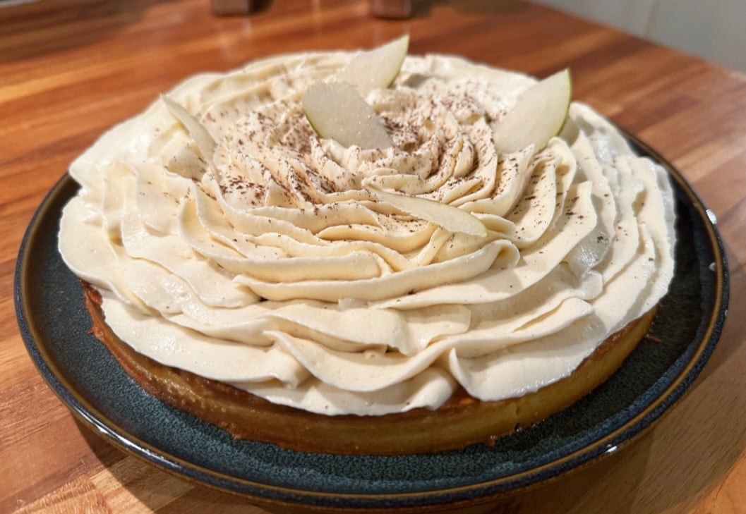 tarte poire ganache montée vanille