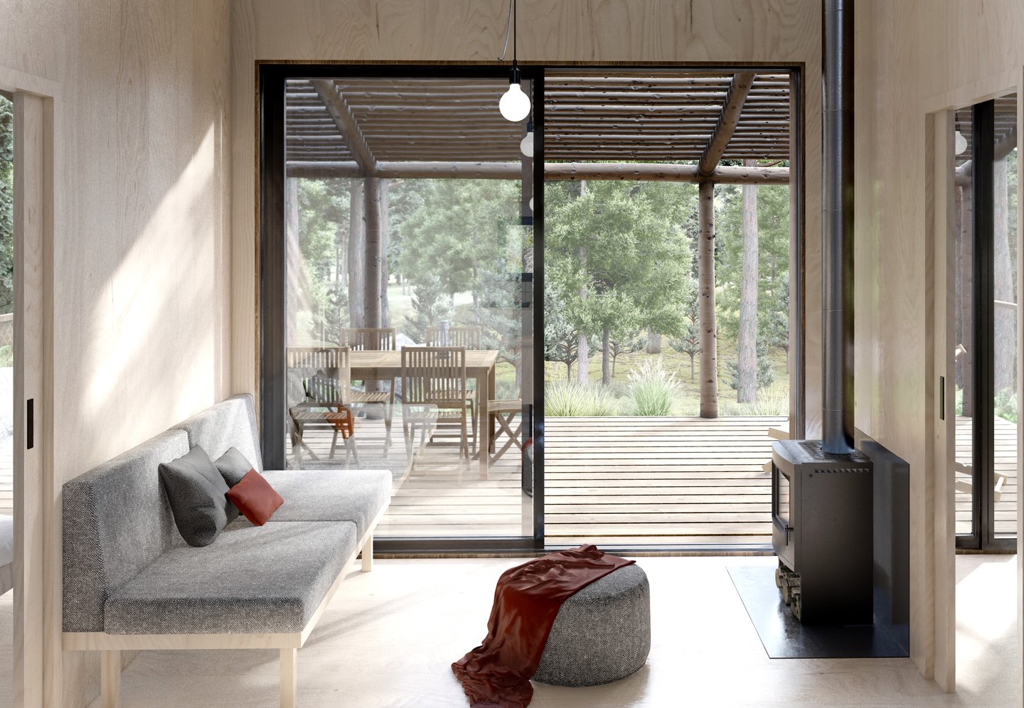 a living room with a couch and a television