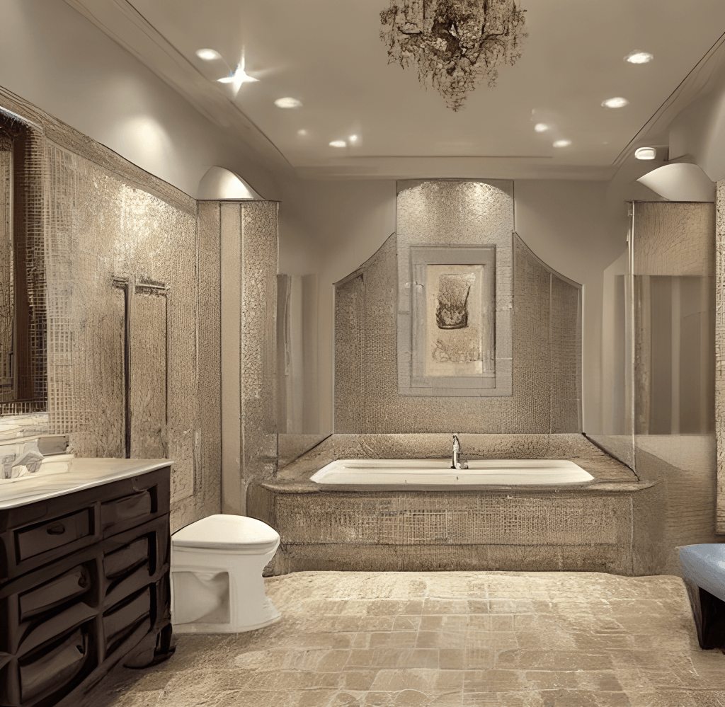Luxury bathroom showcasing elegant tile designs from Gulf Ceramics in Sharjah.