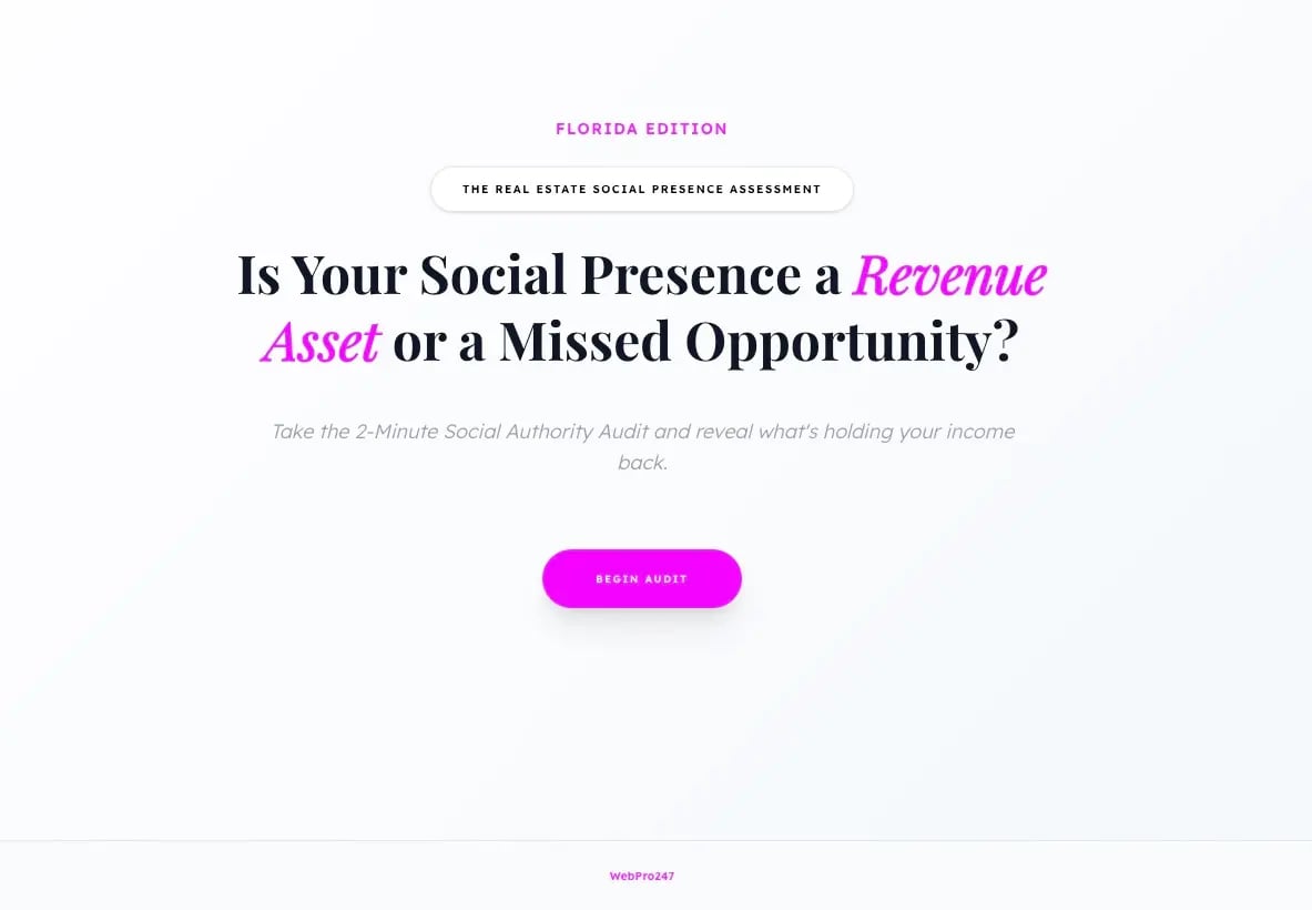 WebPro247 I Examples WebPro247 The Real Estate Social Presence Assessment