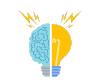 Ícono de Foco con cerebro, representada ideas estratégicas y planeación para emprender y poner un negocio.