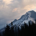 Glacier Mountain and pink clouds, Arthur's Pass, NZ 2024