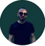 a man with sunglasses and sunglasses on a dark background
