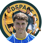 a man in a blue jersey shirt and a soccer player