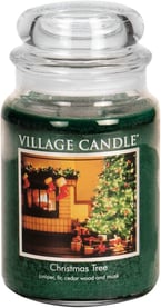 Village Candle Christmas Tree Large Glass Apothecary Jar Scented Candle