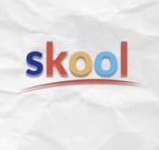 A logo for Skool