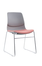 SenSit-Otto cantilever chair with light grey seat and red cushion