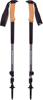 a pair of trekking poles with a black and brown strap