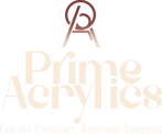 Prime Acrylics logo with its Tagline