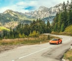 Lamborghini driving in the forest