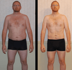 before and after image of a man after losing weight