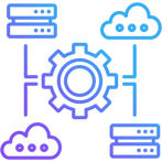 Vector icon of neural network nodes and code brackets representing ML engineering