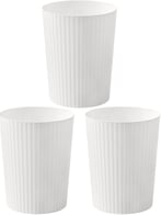 three white pleated paper cups with pleated plea