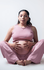 White background Prenatal yoga pose