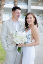 An intimate moment captured by Los Cabos Wedding Films at the Garza Blanca Hotel in San José del Cabo: Groom admiring bride.