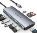 USB C Hub, Acodot 9 in 1 USB C to 4K@60HZ HDMI Multiport Adapter, 3 USB 3.0 Ports, SD/TF Card Reader
