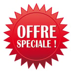 a red badge with the words offre special offer
