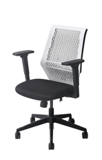 Sensit T145 with white perforated backrest and black seat, angled front-side view