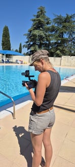 Prises de vue pour le tournage du film sur le village de Méjannes Le Clap pour l'Office du tourisme