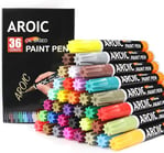 AROIC 36 Pack Paint Pens for Rock Painting - Write On Anything. Paint pens for Rock, Wood, Metal, Pl