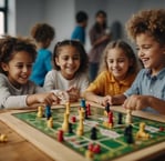 enfants qui jouent à un jeu de société