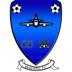 a blue shield with a soccer ball and a soccer ball