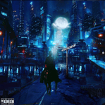 Creative concept design featuring country rodeo cowboy finds futuristic city landscape - showing visual contrast and harmony