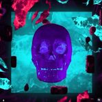 Colorful skull-themed visual design showing creating range and bold color use