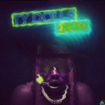 Visual branding sample featuring stylized portrait with neon signage, sunglasses, and smoking aesthetic - bold urban design