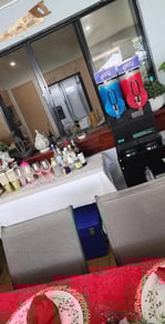Slushie machine in amongst the New Years setup at a home in Redlands.