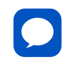 Blue text message icon for Cleana Group home cleaning booking via SMS