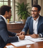 A dimly lit computer lab features several workstations with monitors and keyboards arranged in a line. A design composed of blue lines and the word 'Amcbridge' is visible on the wall. Vertical blinds partially cover the window, letting in minimal light.