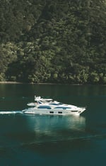 Luxury yacht over the sea in Riviera Maya