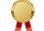 a gold medal medal medal with a red ribbon