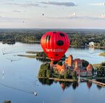 hot air balloon over trakai 