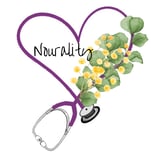 Nourality logo-heart made of a stethoscope with flowers