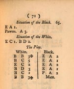 pagina do livro Essai sur le jeu des echecs, 1737 de Philipp Stamma