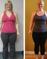 before and after progress photos of lady weight loss journey
