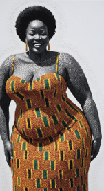 a woman in a dress with a large belly