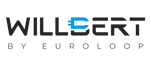 Willbert by Euroloop a black and white logo with the words willbertt by euro euro
