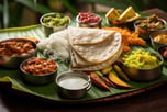 A wholesome sattvic thali featuring traditional South Indian dishes, free from onion and garlic.
