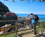 Overlooking the coloured buildings of Manarola