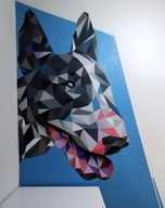 graffiti, interior, decoración, bull terrier, pintura mural spray graffitimuralpro