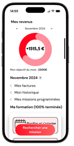 Interface prestataire gestion des revenus et historique